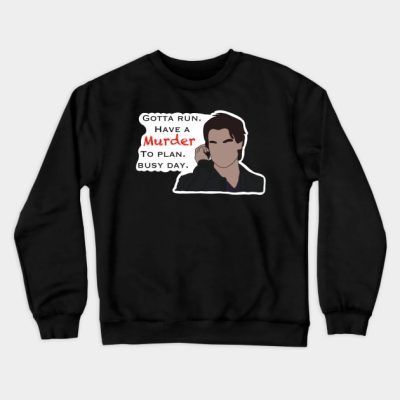 Damon Busy Day Sticker Crewneck Sweatshirt Official Vampire Diaries Merch