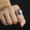 925 Sterling Silver The Vampire Diaries Damon Salvatore Lapis Lazuil Mens Ring Jewelry 925 Sterling Silver 1 - Vampire Diaries Merch