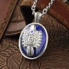 925 Sterling Silver Vampire Diaries Cosplay Jewelry Damon Salvatore Lapis Lazuli Pendant Necklace Custom Letters Men 2 - Vampire Diaries Merch