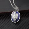 925 Sterling Silver Vampire Diaries Cosplay Jewelry Damon Salvatore Lapis Lazuli Pendant Necklace Custom Letters Men 3 - Vampire Diaries Merch