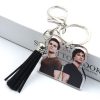 Classic Movie The Vampire Diaries Leather Tassel Acrylic Keychains Holder Elena Stefan Double Sided Key Chains 3 - Vampire Diaries Merch