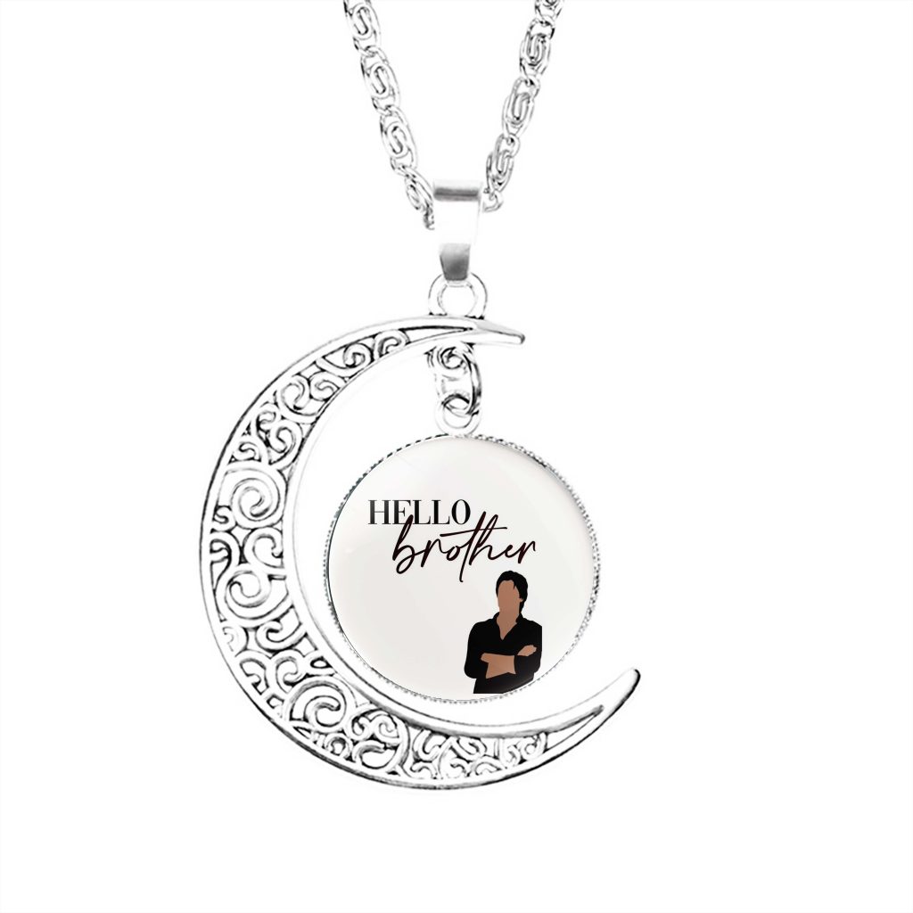 Hello Brother Damon Salvatore Vampire Diaries Moon Necklace Charm Jewelry Glass Fashion Pendant Accessories Party Lady - Vampire Diaries Merch