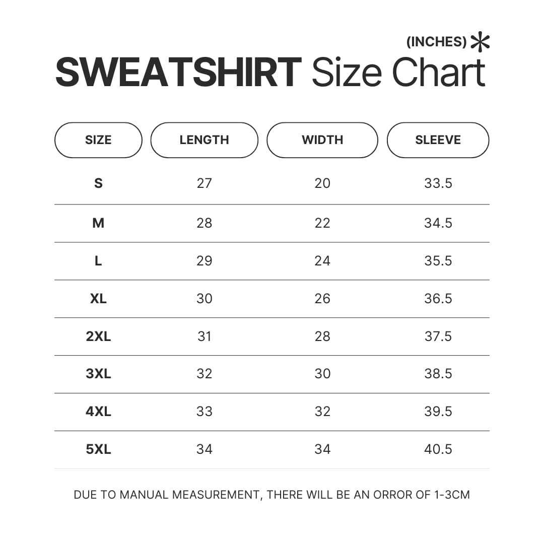 Sweatshirt Size Chart - Vampire Diaries Merch